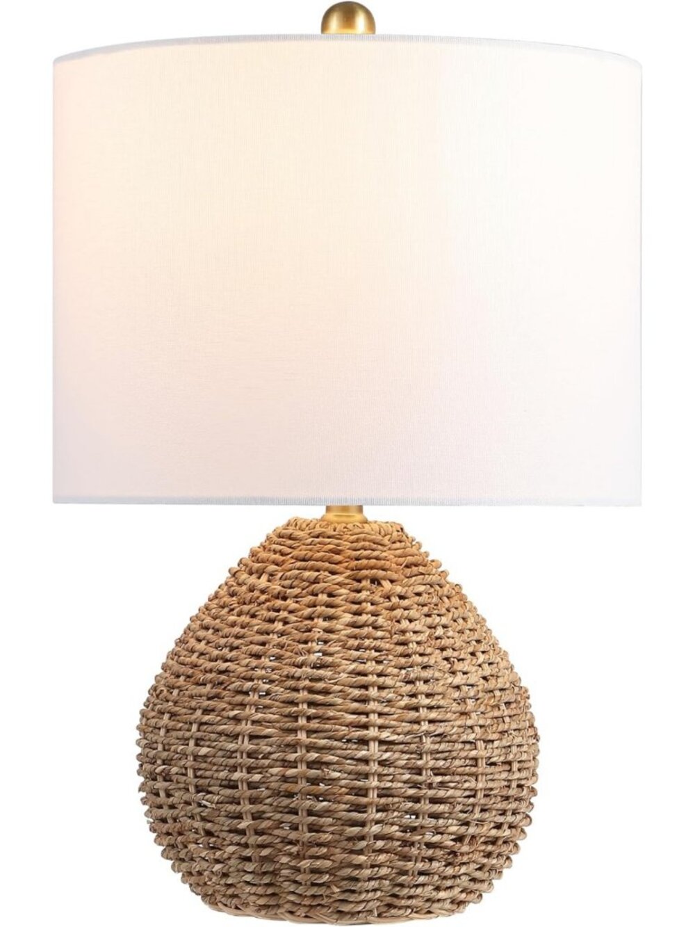 Stylish 20.5" Rattan & Metal Table Lamp - Brown & Brass Accent Lighting
